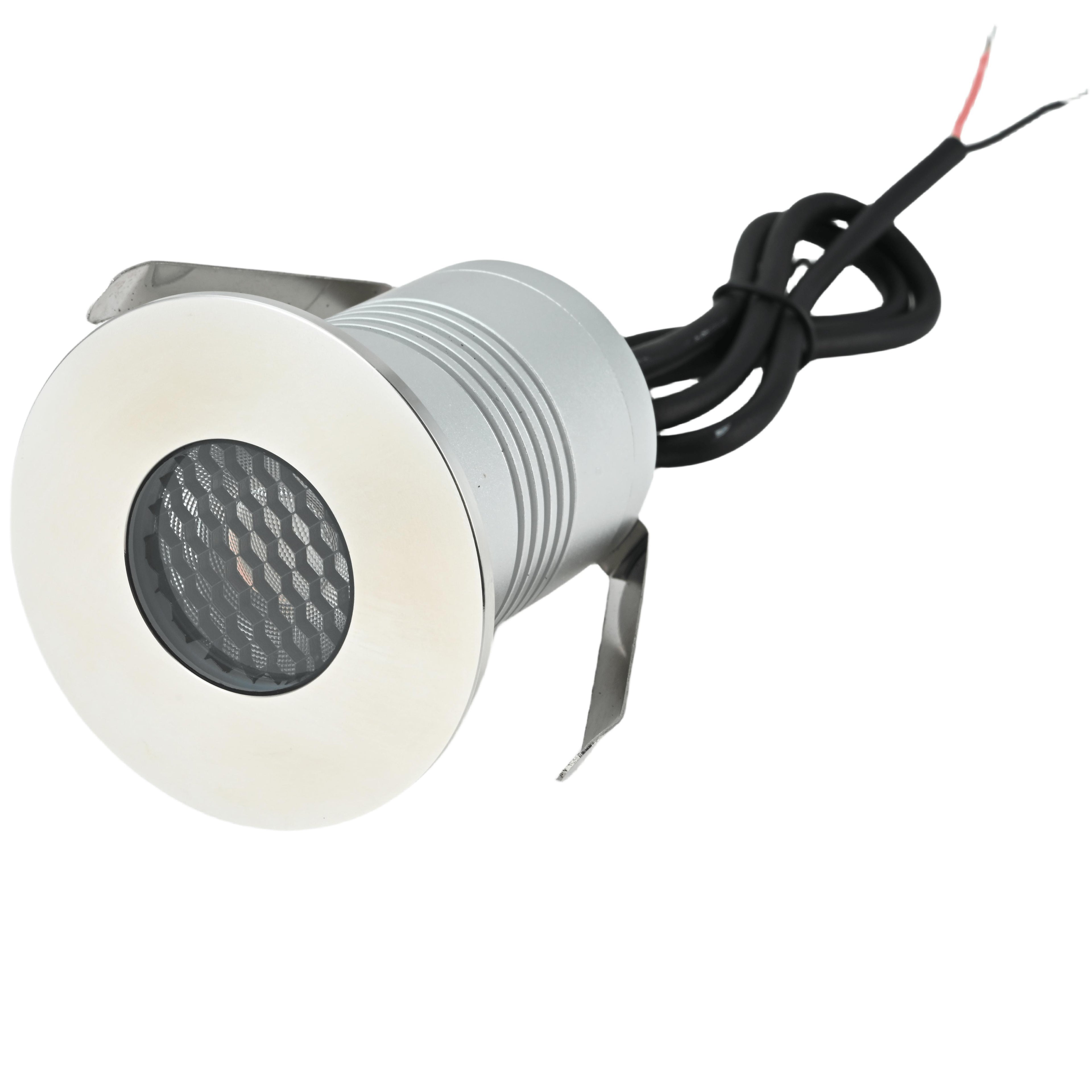 3W Φ55mm Low Voltage Die-Cast Aluminum Honeycomb Anti-Glare Recessed Inground Light DC12-24V IP67 Outdoor Embedded Underground Landscape Lamp